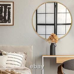 Large Round Mirror 36 Inch Wall Mounted Gold Circle Mirror in Aluminum Frame