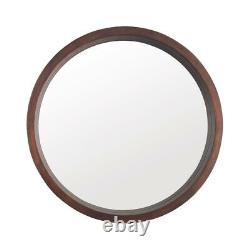 Large Round Mirror Wall Mounted Circle Hanging Wood Frame for Bedroom Bathroom