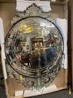 Large Round Venetian Mirror Antique Detailed Venetian Mirror 27x40