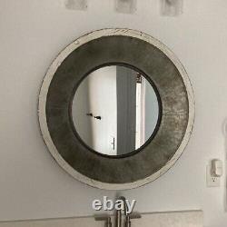 Large Round Wall Decor Accent Mirror Distressed Vanity Farmhouse Rustic Bathroom