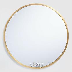 Large Round Wall Mirror, 3-D Gold Rim Thin Frame Antique Brass Finish 34 Dia