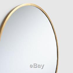 Large Round Wall Mirror, 3-D Gold Rim Thin Frame Antique Brass Finish 34 Dia