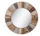 Large Rustic Colorful Round Wood Wall Mirror Shabby Chic Home Decor New