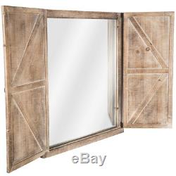 Large Rustic Country Distressed Primitive Barn Wood Wall Mirror Farmhouse Decor