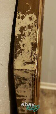 Large Rustic Country Farmhouse Arched Windowpane Wood Iron Wall Mirror Decor NEW