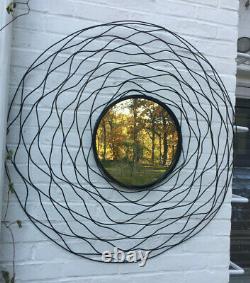 Large Rustic Country Metal Wire Round Wall Mirror 36