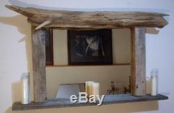 Large Rustic Driftwood Mirror with Candle Shelf / Mantel Custom built for you