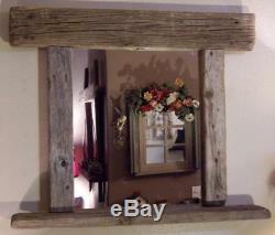 Large Rustic Driftwood Mirror with Candle Shelf / Mantel Custom built for you