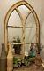 Large Rustic Vintage Cathedral Arch Windowpane Wood Accent Wall Mirror Decor NEW