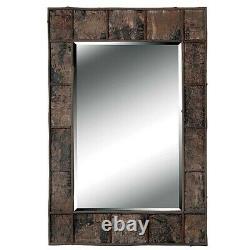 Large Rustic Wall Mirror Natural Birch Bark Chunky Wood Frame Textured Rectangle