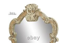 Large Rustic Wall Mirror Ornate Arched Scrolled Frame Vintage Style Mantle Decor