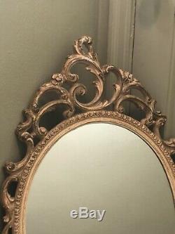 Large Shabby Chic Vintage Ornate Hard Resin Framed Wall Mirror 32 x 19 In