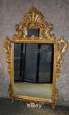 Large Shaped Ornate Burnished Gold Wall Mirror