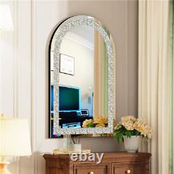 Large Silver Arched Wall Mirror Luxury Art Decorative Mirror Bedroom Entryway
