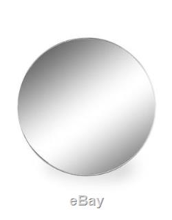 Large Silver Arden Wall Mirror Simple Framed Round Brushed Deep Frame Retro 70cm