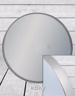 Large Silver Arden Wall Mirror Simple Framed Round Brushed Deep Frame Retro 70cm