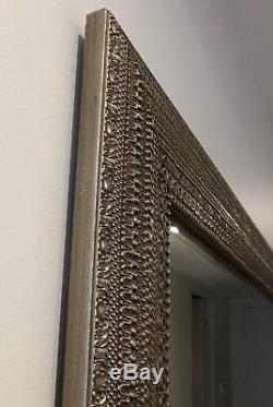 Large Silver Champagne Beveled Beaded Wall Floor Mirror XL 69 Leaner Horchow