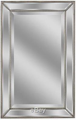 Large Silver Framed Wall Mounted Mirror Decorative Rectangle Hanging Decor NEW