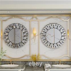 Large Silver Mirror Round Decor Wall Mirror for Dining Room Fireplace Entryway