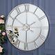 Large Silver Mirrored Wall Mounted Clock Metal Glass Hallway Kitchen Chic Home