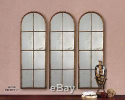 Large Slim Antiqued WINDOW Arch MIRROR Wall Leaner Horchow Neiman Marcus