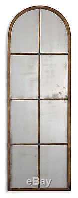 Large Slim Antiqued WINDOW Arch MIRROR Wall Leaner Horchow Neiman Marcus