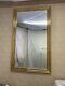 Large Solid Brass Frame Wall Hanging Beveled Mirror