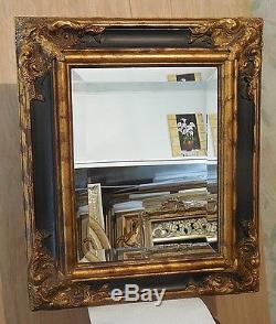Large Solid Wood 23x27 Rectangle Beveled Framed Wall Mirror