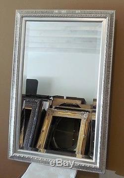 Large Solid Wood 24x37 Rectangle Beveled Framed Wall Mirror