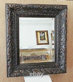 Large Solid Wood 27x31 Rectangle Beveled Framed Wall Mirror