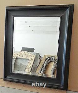 Large Solid Wood 29x33 Rectangle Beveled Custom Framed Wall Mirror