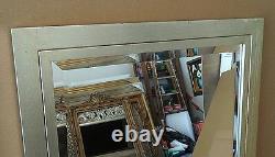 Large Solid Wood 29x37 Rectangle Beveled Framed Wall Mirror