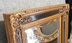 Large Solid Wood 30x34 Rectangle Beveled Framed Wall Mirror