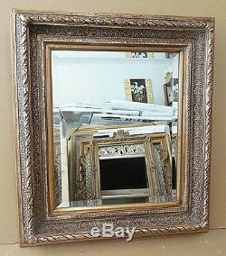 Large Solid Wood 31x35 Rectangle Beveled Framed Wall Mirror