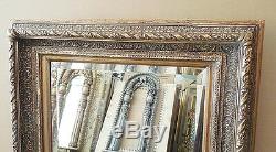 Large Solid Wood 31x35 Rectangle Beveled Framed Wall Mirror