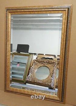 Large Solid Wood 31x43 Rectangle Beveled Framed Wall Mirror