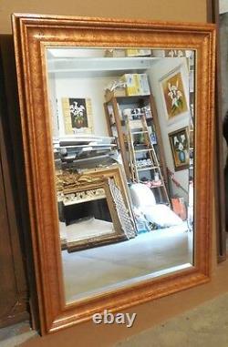 Large Solid Wood 32x44 Rectangle Beveled Framed Wall Mirror