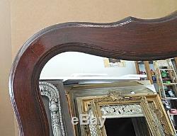 Large Solid Wood 40x51 Arched/Rectangle Beveled Framed Wall Mirror