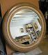Large Solid Wood 52 Round Beveled Framed Wall Mirror