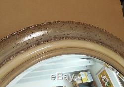 Large Solid Wood 52 Round Beveled Framed Wall Mirror