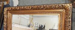 Large Solid Wood Gold 48x60 Rectangle Beveled Framed Wall Mirror