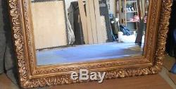 Large Solid Wood Gold 48x60 Rectangle Beveled Framed Wall Mirror