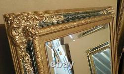 Large Solid Wood Green/Gold 27x27 Rectangle Beveled Framed Wall Mirror