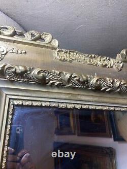 Large Stunning Antique Ornate Gold Tone Gilt Wall Mirror-32.0 Wide x 36.0 Tall