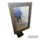 Large Unique Arteriors Modern Leather and Linen Ishtar Wall Mirror 57 x 40