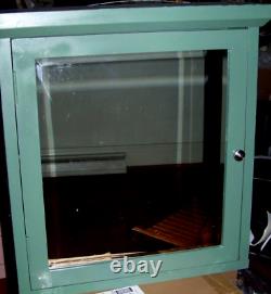 Large VTG Wood Medicine Cabinet Beveled Mirror Rustic Wall Painted Green