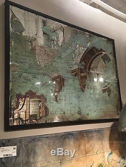 Large Vibrant Color 44 Printed On Mirror World Map Wall Art Modern & Vintage