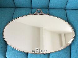 Large Vintage Art Deco Style Oval Metal Framed Bevelled Edged Wall Mirror