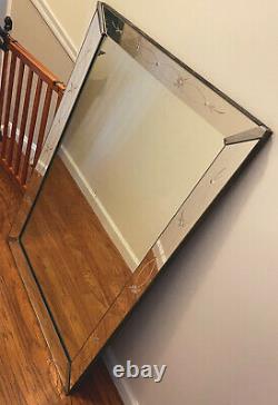 Large Vintage Copper Plated Mirror with Embosed Glass Mirrored Frame 1958