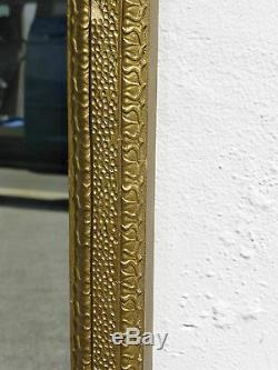 Large Vintage French Provincial Gold Wall Mantle Mirror Thin Frame Light Carved
